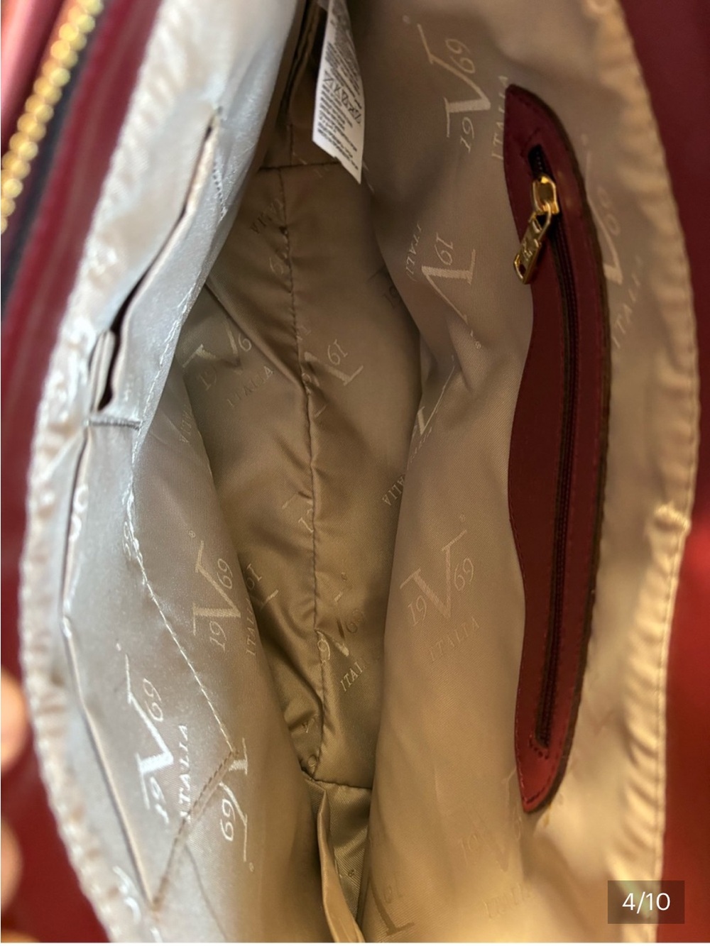 Vintage Versace 19V69 Italia Wine Red Tote with Gold Accents - Picture 4 of 10